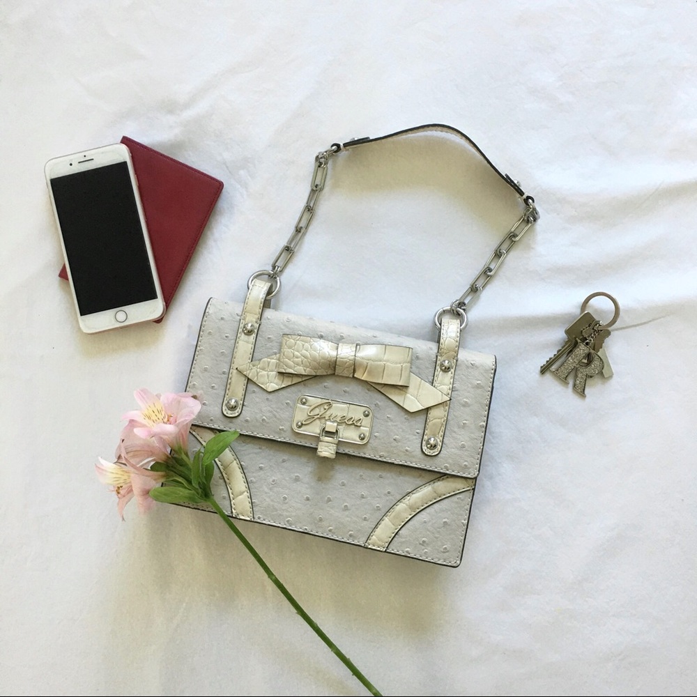 Guess Visage Faux Ostrich Shoulder Bag